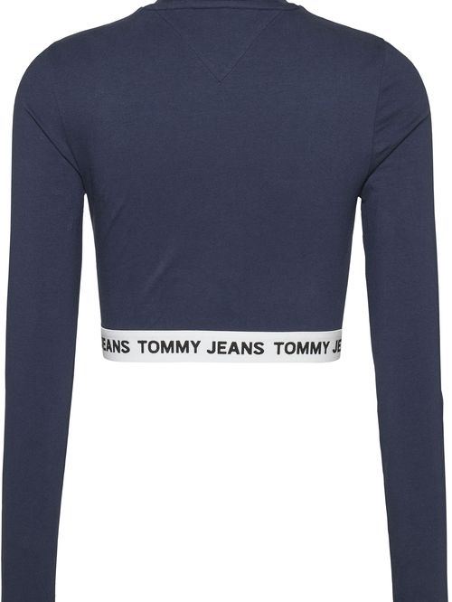 Crop top de manga larga y cuello alto