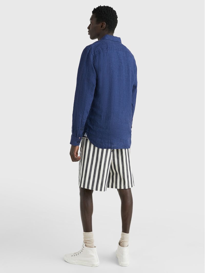 Camisa-en-popelin-de-lino-de-corte-regular