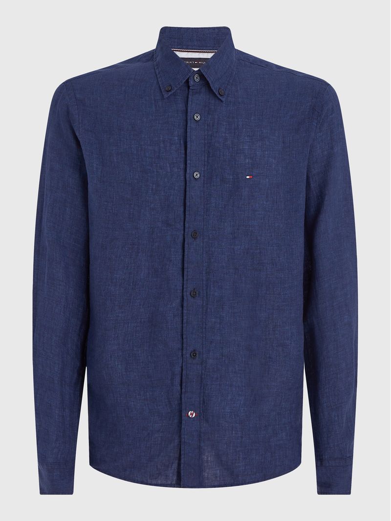 Camisa-en-popelin-de-lino-de-corte-regular