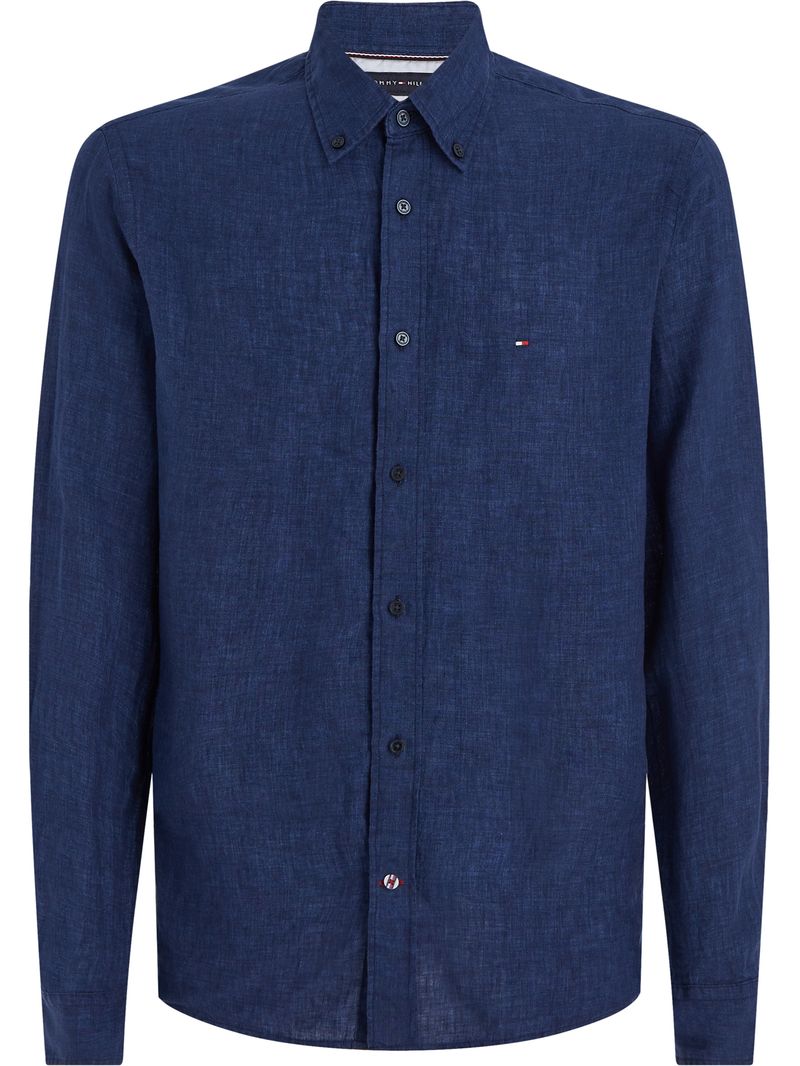 Camisa-en-popelin-de-lino-de-corte-regular