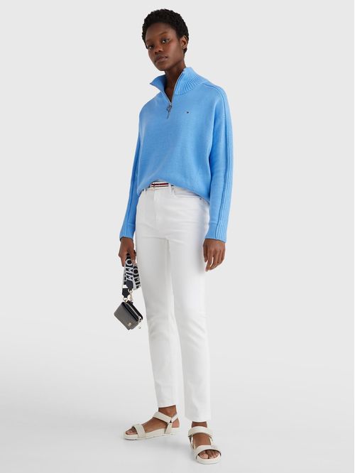 Jeans ajustados de talle alto blancos