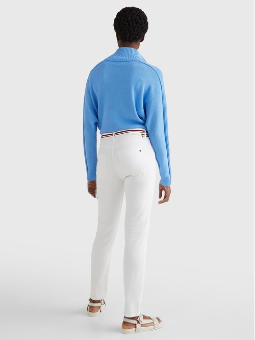 Jeans ajustados de talle alto blancos