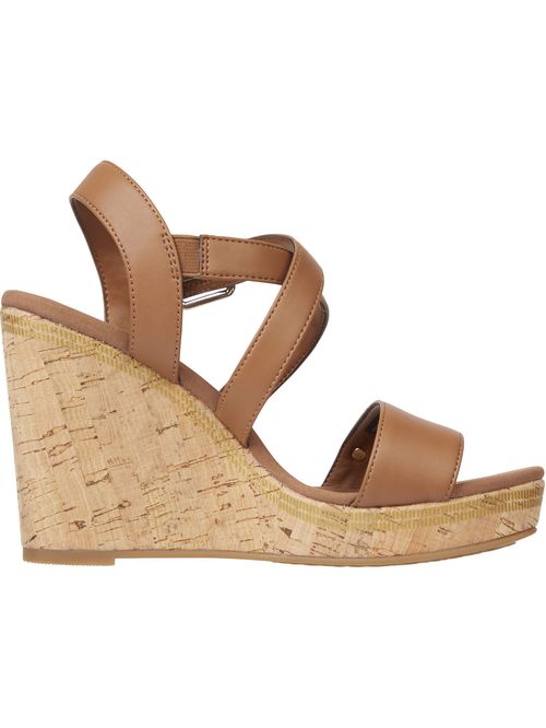 Sandalias de cuero con cuña alta