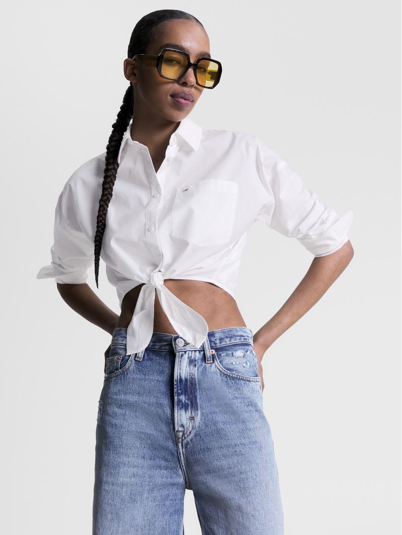 Camisa-cropped-de-popelin-con-nudo