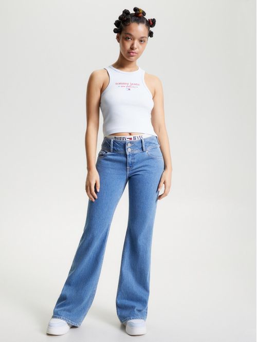 T-shirt cropped sin mangas con logo