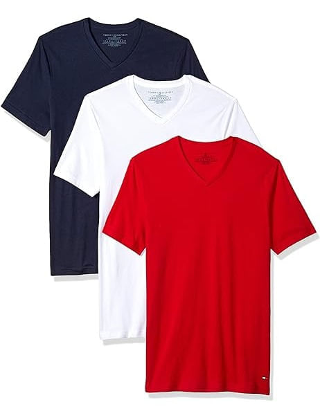 PAQUETE DE 3 CAMISETAS DE CUELLO V CON LOGO DE CORTE REGULAR