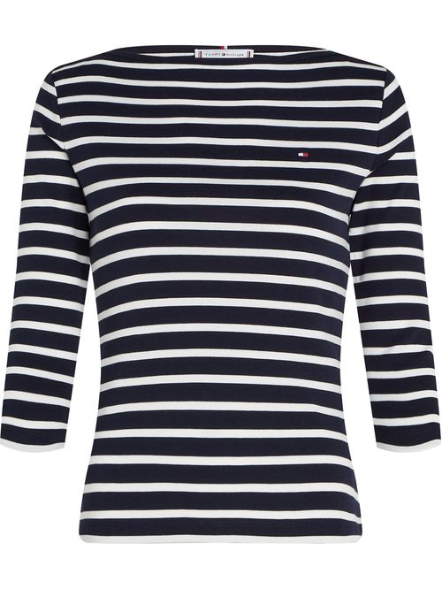 Camiseta de cuello barco y manga tres cuartos