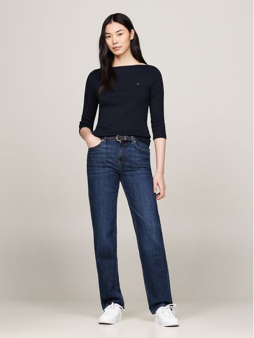 Camiseta de cuello barco y manga tres cuartos