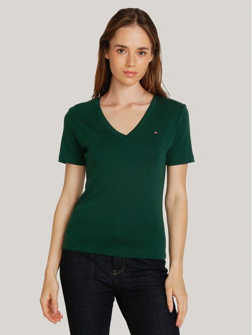 Camiseta de rayas con cuello en V