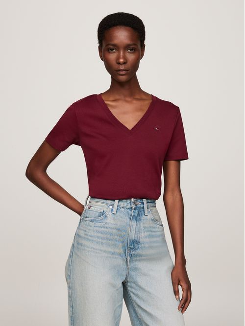 Camiseta de rayas con cuello en V