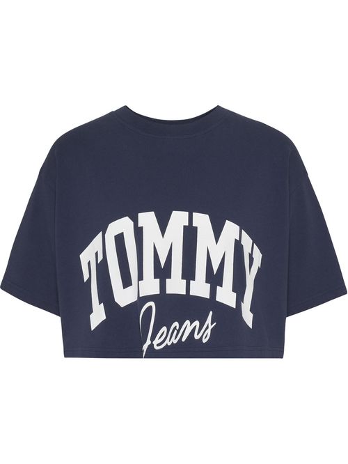 Camiseta universitaria de corte cropped