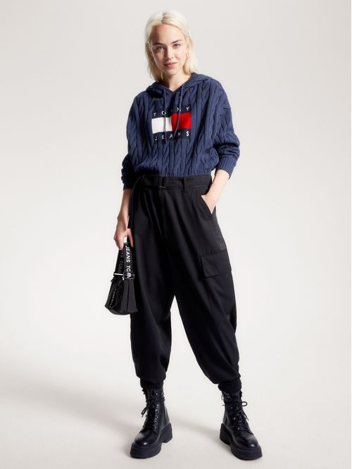 Sudadera de punto trenzado con gorro