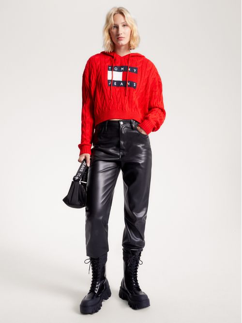 Sudadera de punto trenzado con gorro