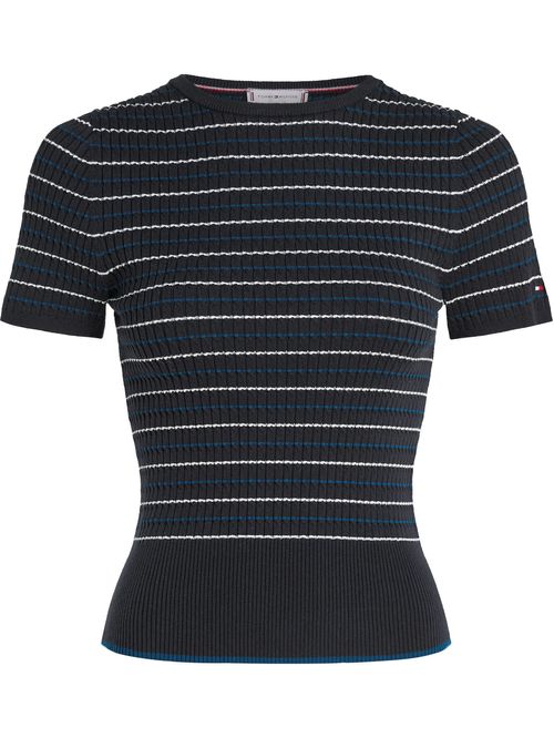 Suéter de manga corta con diseño de rayas