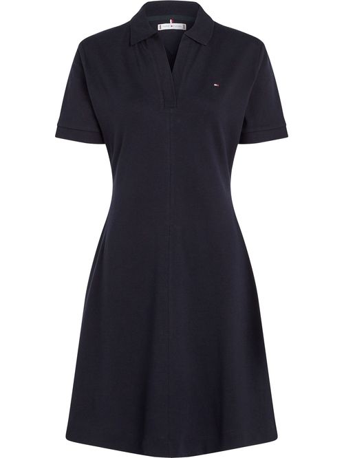 Vestido tipo polo de rayas con pliegue abierta