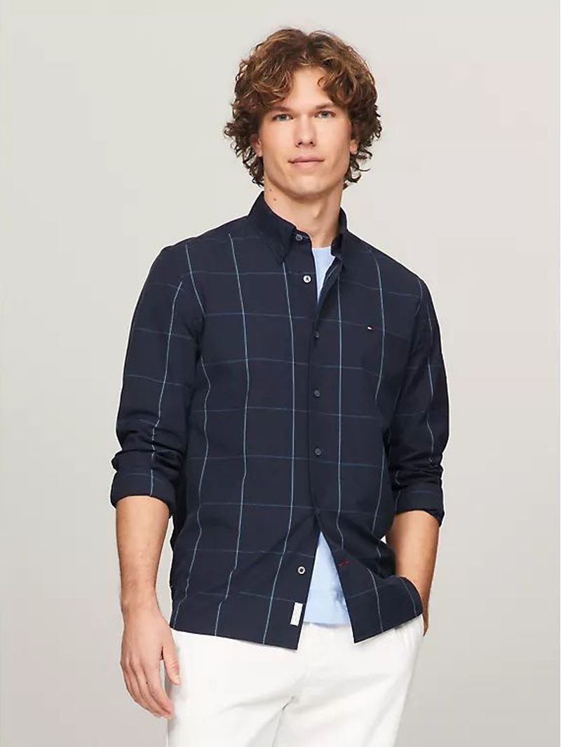 Camisa-de-cuadros-windowpane-con-logo