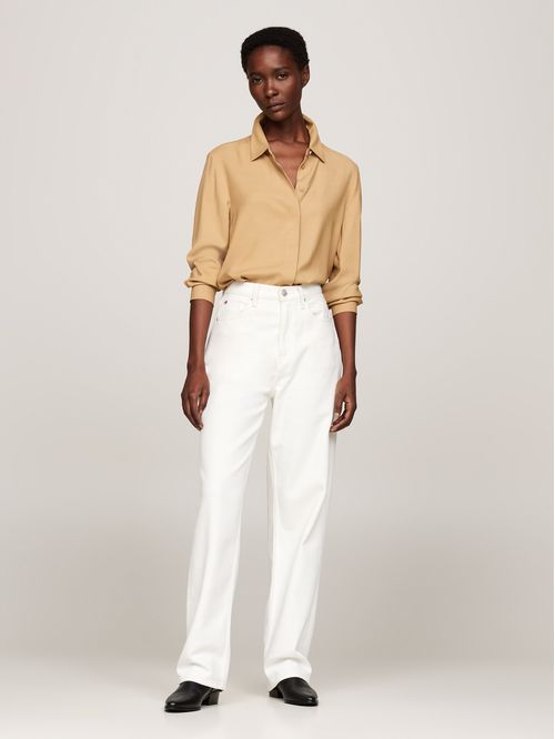 Camisa de corte amplio con logo metálico