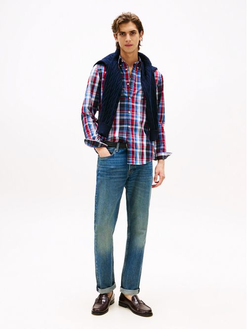 Camisa poplin de cuadros de corte regular