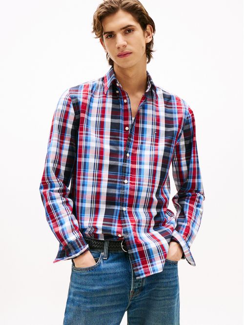 Camisa poplin de cuadros de corte regular