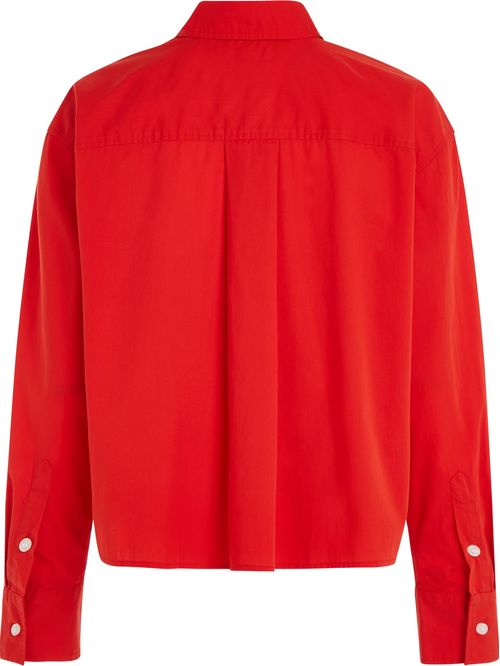 Camisa tipo cropped con logo bordado