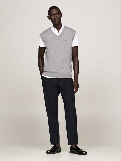 Chaleco de punto de pico con logo bordado