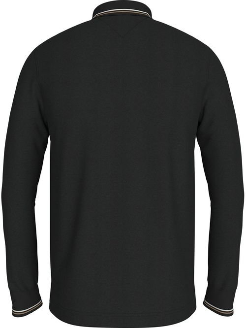 Polo de manga larga ribeteado con corte slim