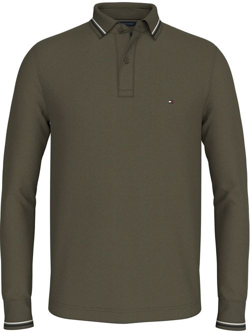 Polo de manga larga ribeteado con corte slim