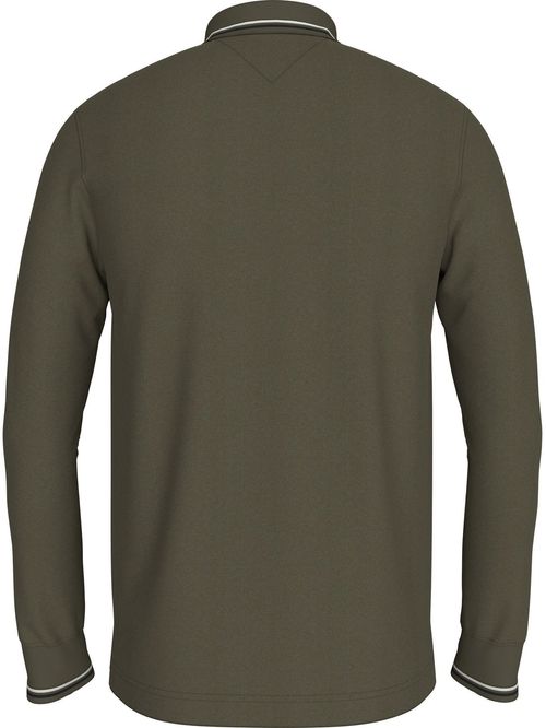 Polo de manga larga ribeteado con corte slim