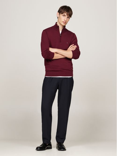 Suéter con cuello perkins y zipper