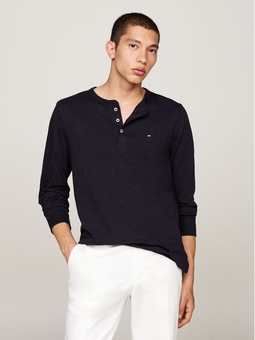 T-shirt de manga larga con cuello Henley