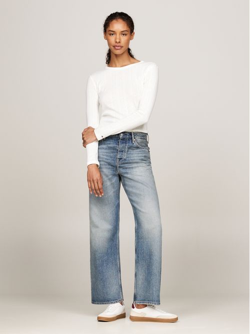 T-shirt de manga larga en punto Pointelle