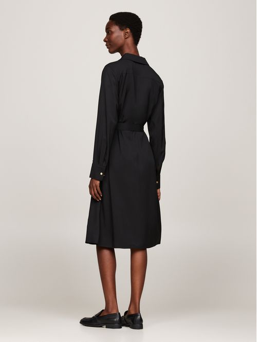 Vestido camisero midi con faja