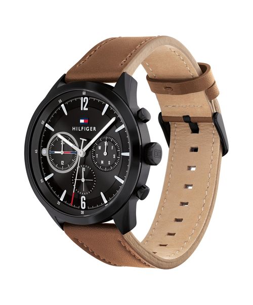 Reloj Analógico de Cuarzo multifunción para hombre con Correa en piel Marrón