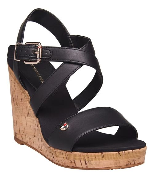 Sandalias de cuero con cuña alta