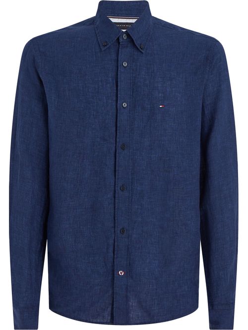 Camisa en popelín de lino de corte regular